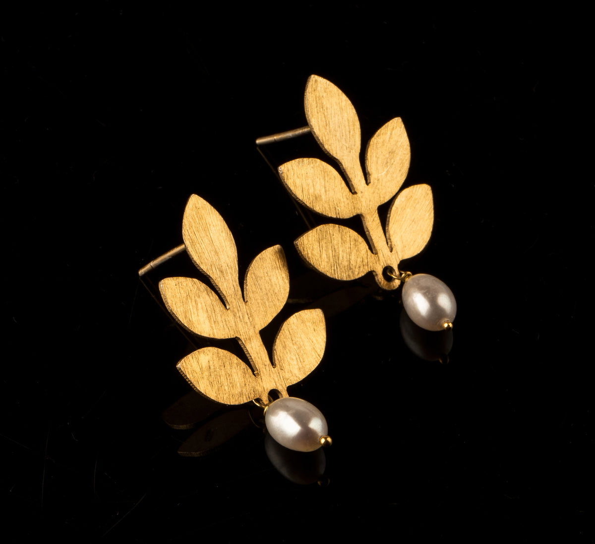 925 Sterling Silver Gold Plated Earring with Pearl Drop view 2