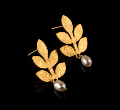 925 Sterling Silver Gold Plated Earring with Pearl Drop
