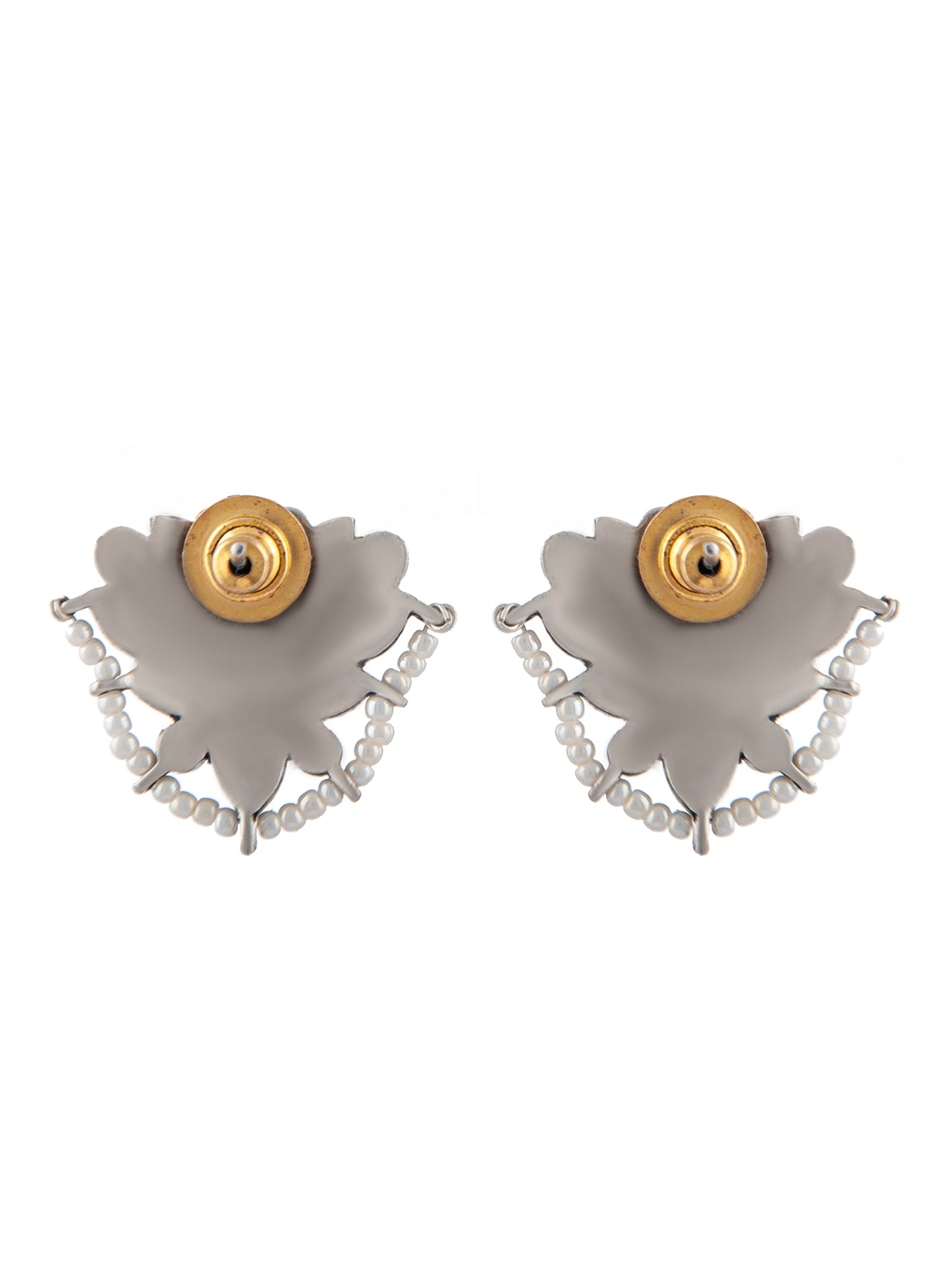 925 Sterling Silver Navratan Kundan Stud Earrings