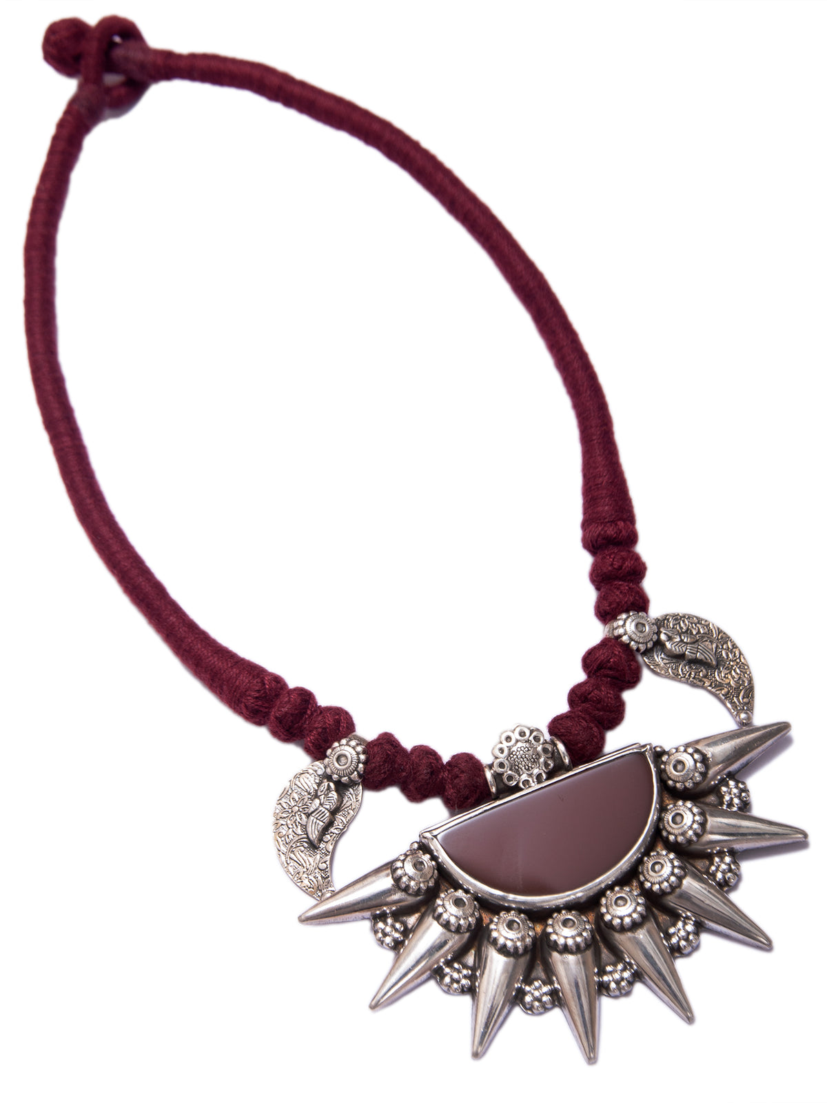 Silver Cornelion Thread Necklace view 4