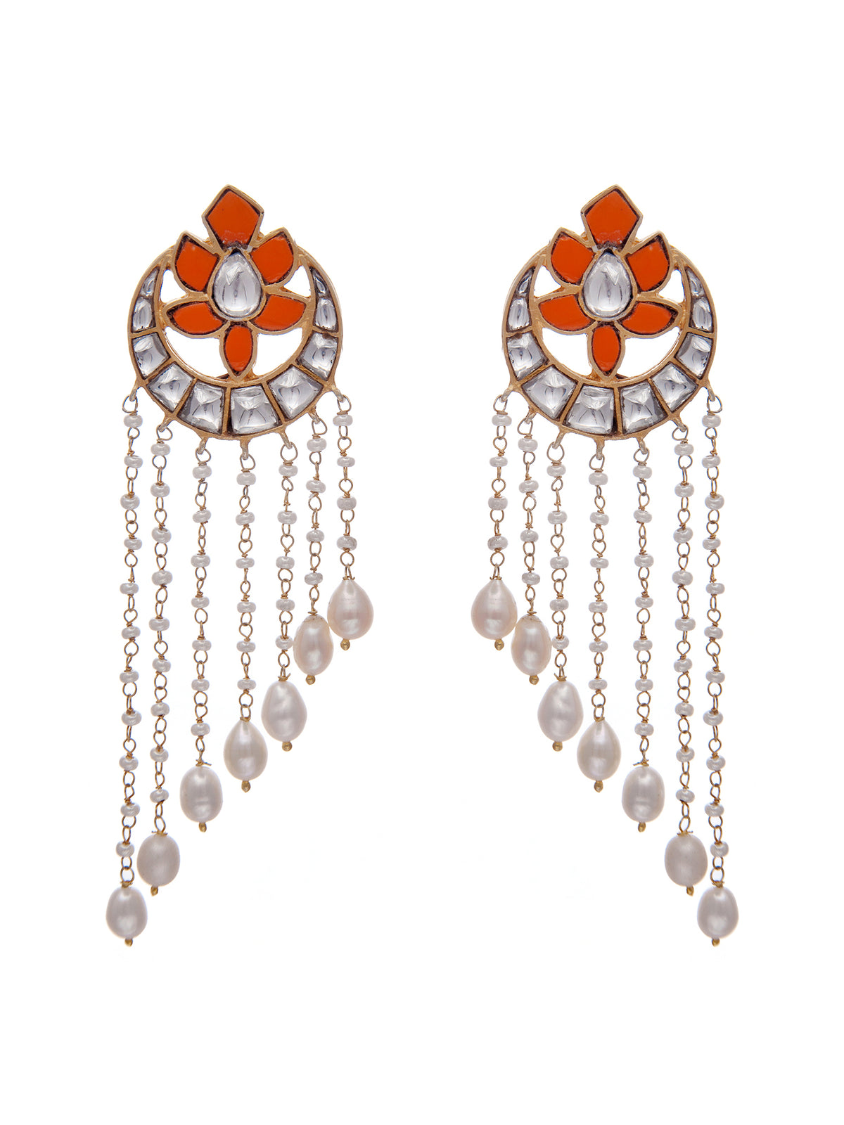 Svarnam Festive Chaandbali with Pearl Drop view 4