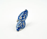 Navy Blue Leaf Design Ring view 2