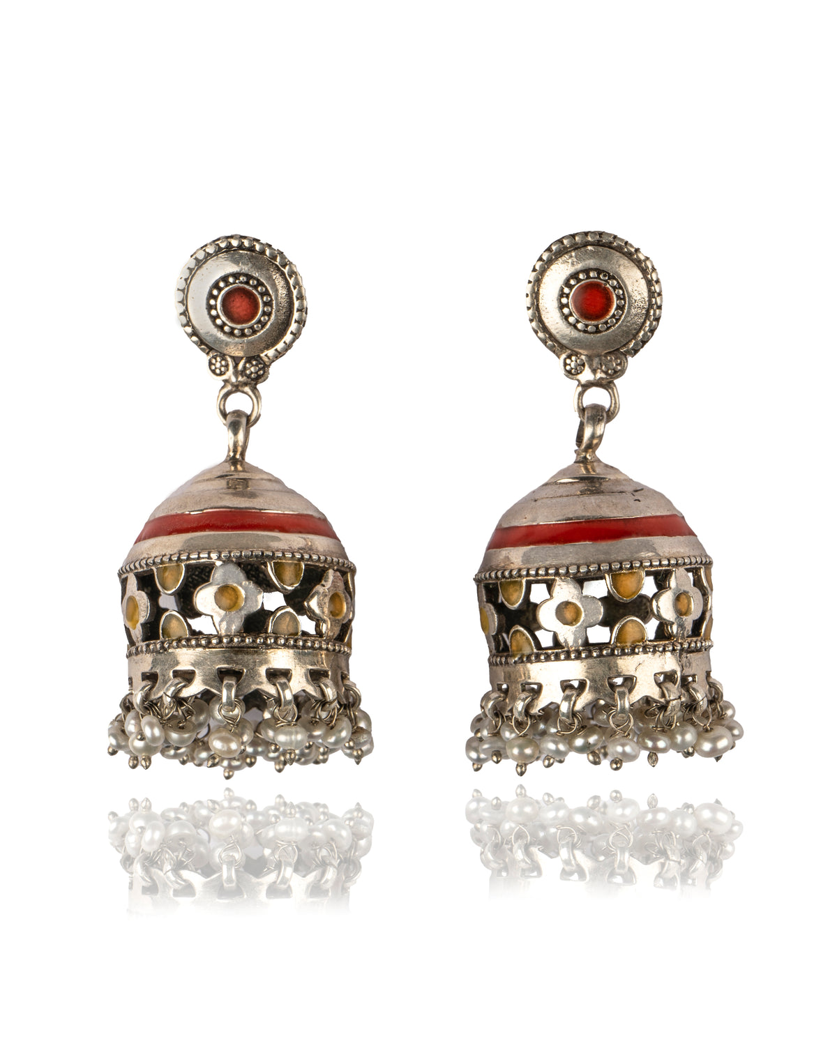 925 Sterling Silver Jhumki with Pearls view 2