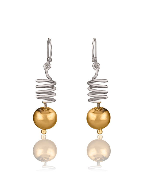 925 Sterling Silver Two Toned Spiral Dangler