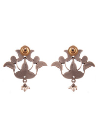 Silver Floral Kundan Studs view 4