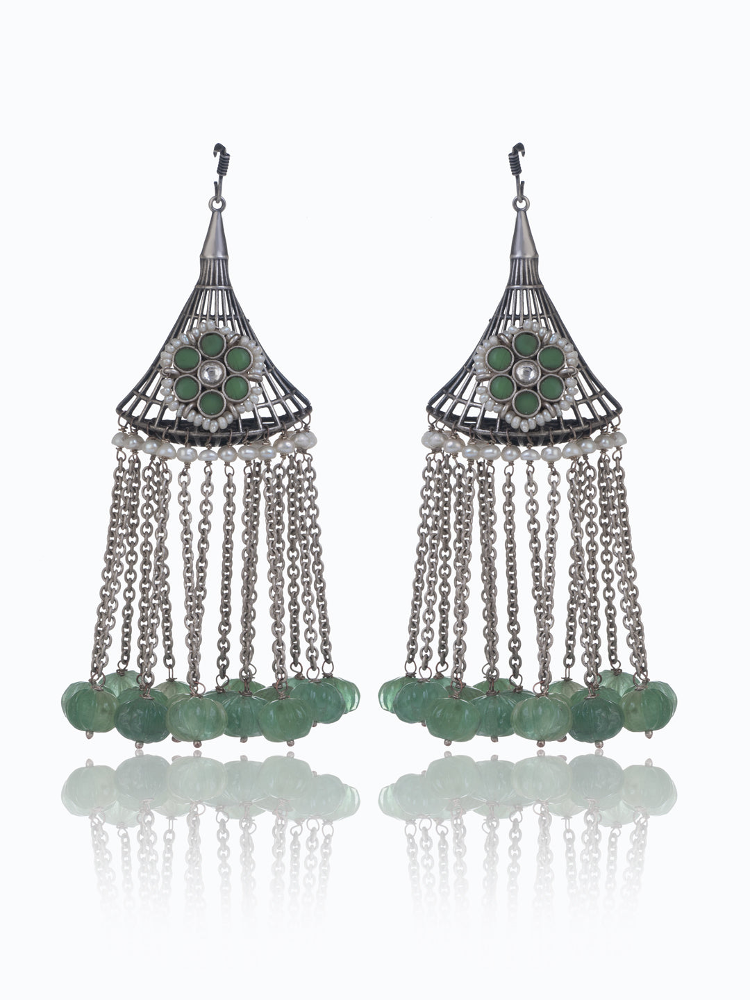 NB Signature Kundan Motif Dangler Earrings view 1