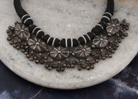925 Sterling Silver Oxidized Necklace with Green and Black Adjustable Patwa Thread view 5