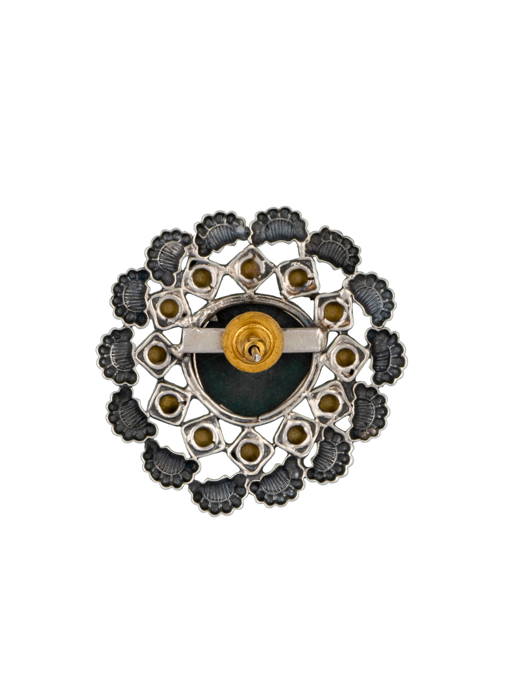 Intricate Kundan Studs with Sapphire Gemstone view 3