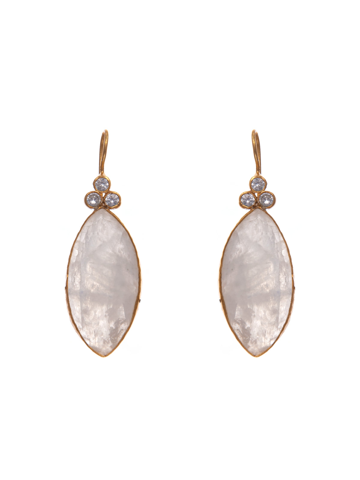 Gold Plated Rainbow Moonstone Danglers view 3
