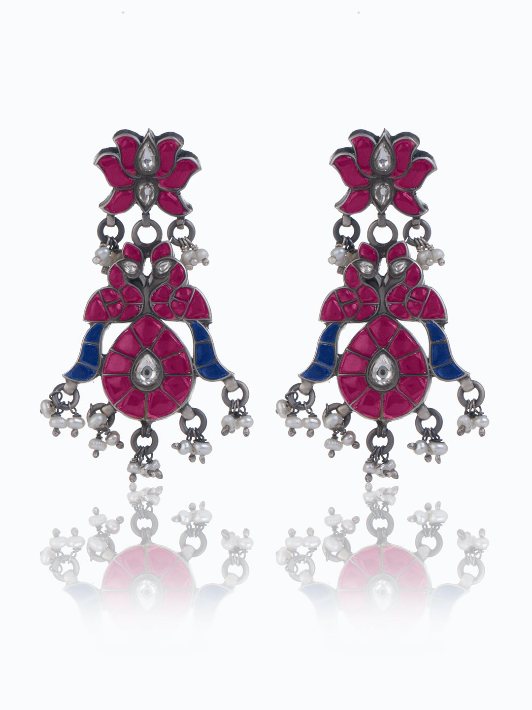Lotus Multicolor Kundan Earrings view 1