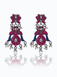Lotus Multicolor Kundan Earrings view 1