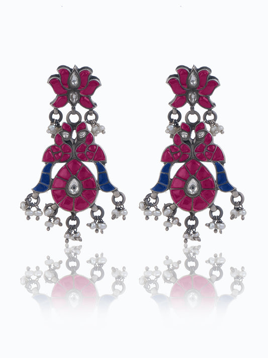 Lotus Multicolor Kundan Earrings