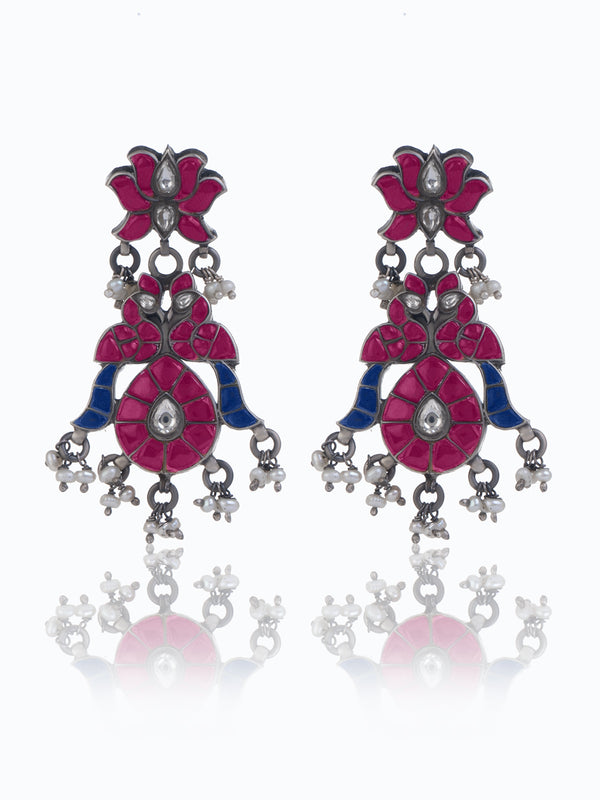Lotus Multicolor Kundan Earrings