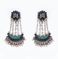 925 Sterling Silver Blue Lapis and Pearls Earrings