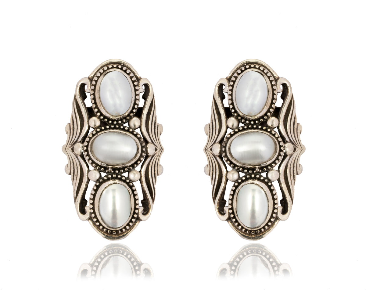 925 Sterling Silver Rawa Studs with Pearls view 1