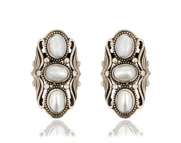 925 Sterling Silver Rawa Studs with Pearls