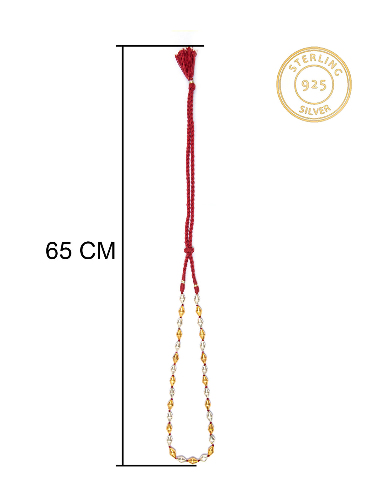 925 Sterling Silver Two Tone Big Dholki Necklace view 4