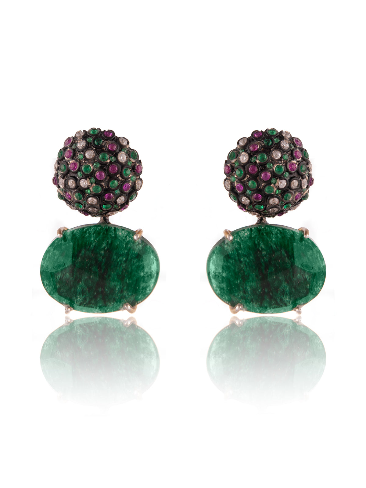 Aurora Black Green Studs view 3