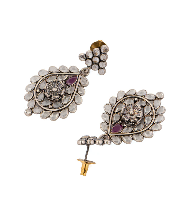 925 Sterling Silver Checker Crystal Earrings alternate