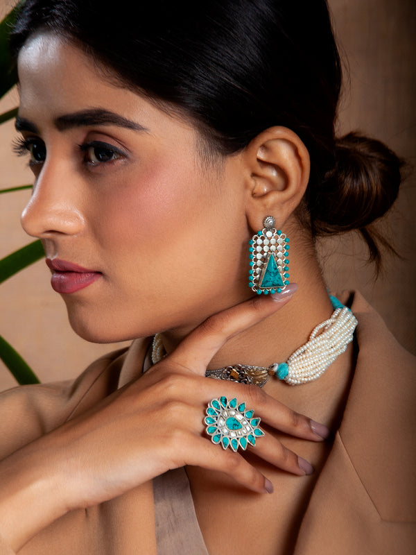 Silver Turquoise Fusion Studs alternate