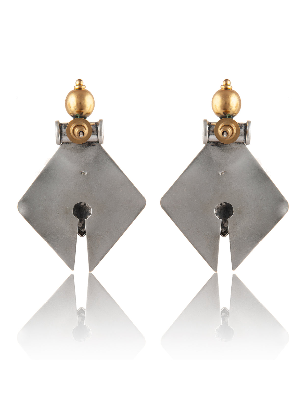 925 Sterling Silver Two Tone Statement Earrings view 5