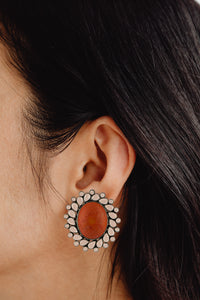 925 Sterling Silver Earrings with Checker and Coral view 3