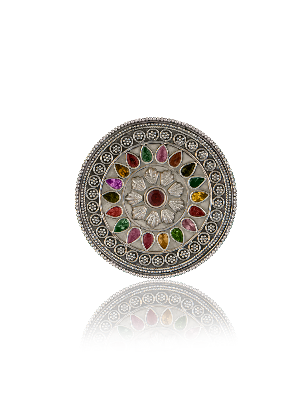 Tourmaline Fine Rawa Work Adjustable Ring view 2