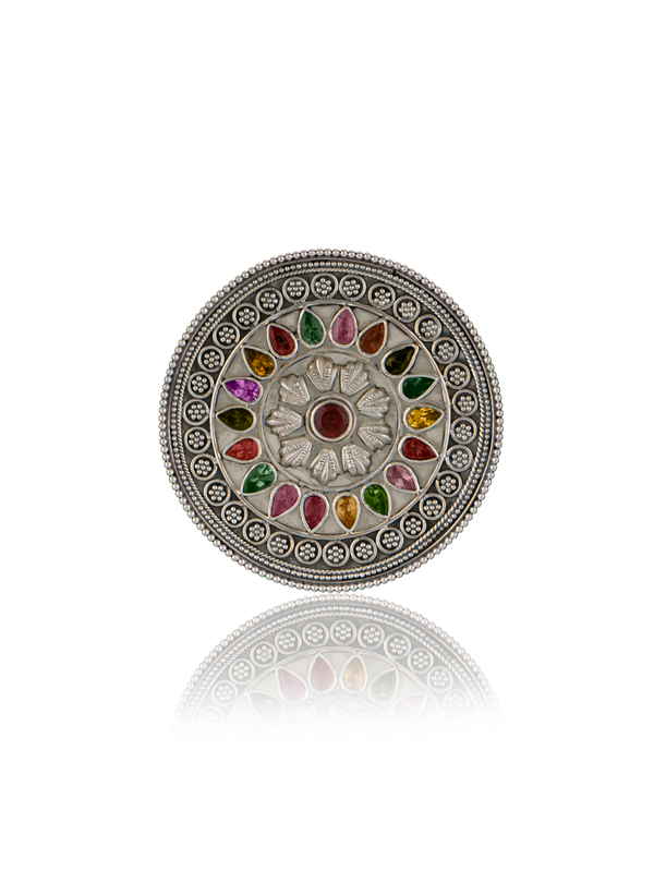Tourmaline Fine Rawa Work Adjustable Ring alternate