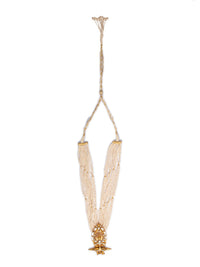 925 Sterling Silver 22K Gold Plated Pearl Beaded Peacock Design Statement Necklace With White Kundan view 6