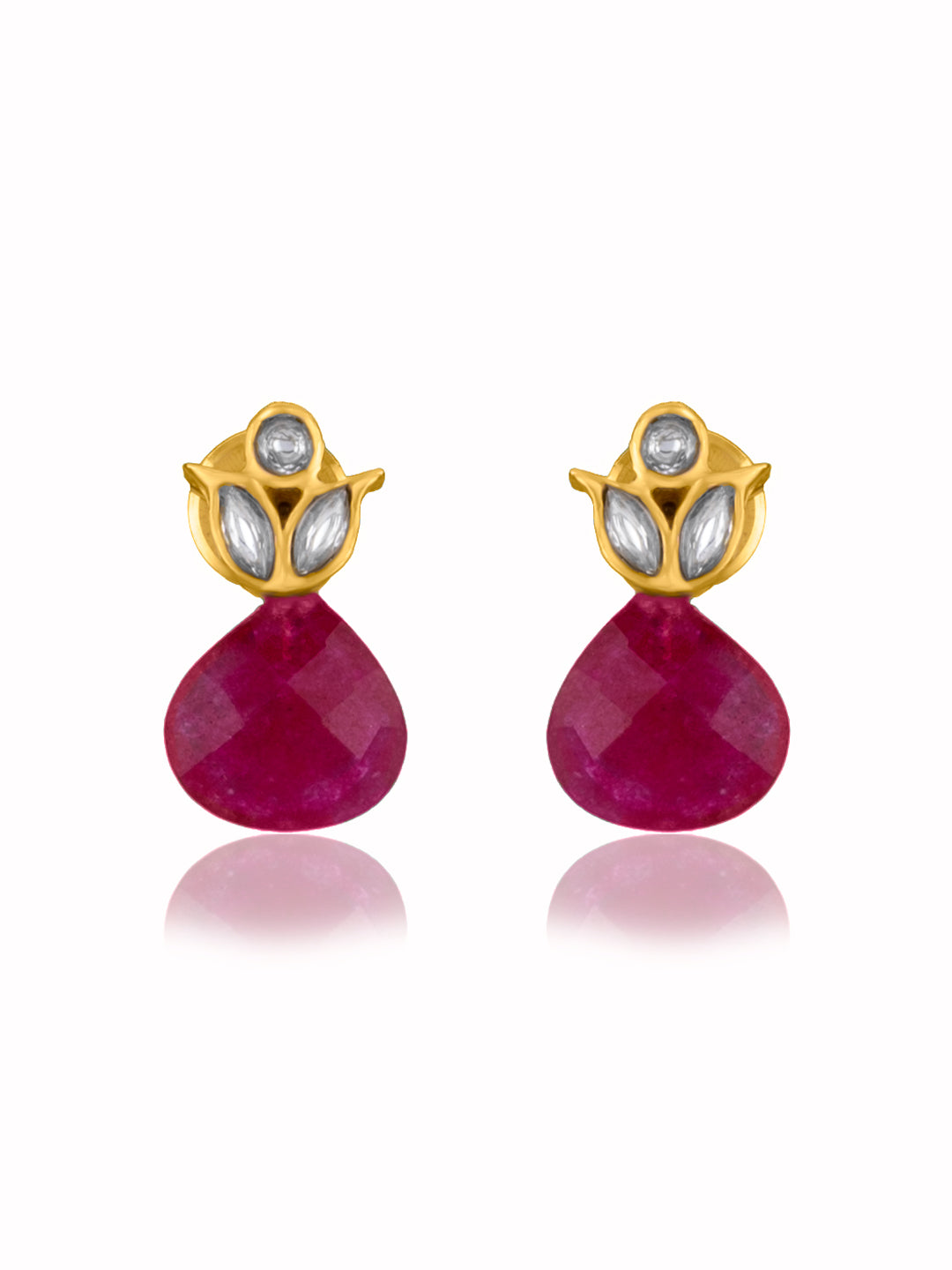 Floral Studs with Ruby view 1
