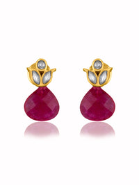 Floral Studs with Ruby view 1