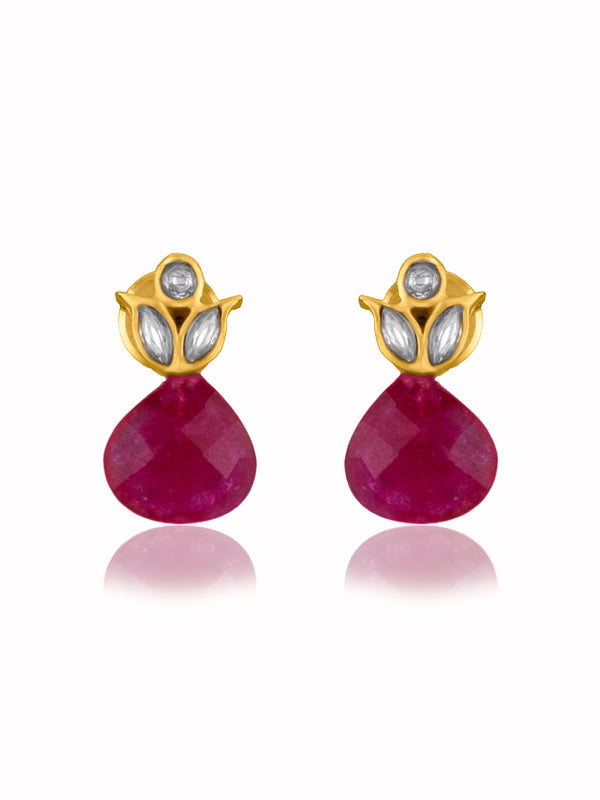 Floral Studs with Ruby