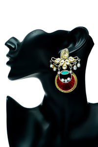 Silver Gold Plated Chandbali with Kundan view 4