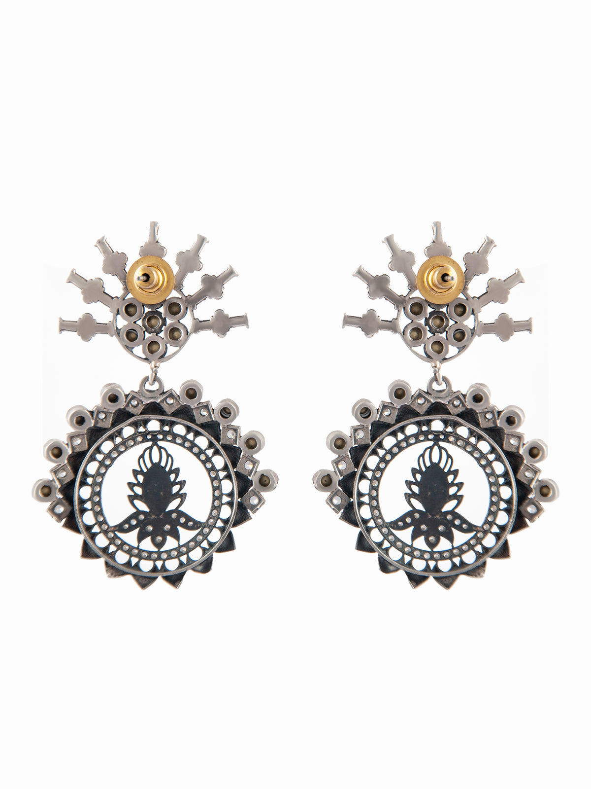 925 Sterling Silver Statement Kundan Earrings view 5
