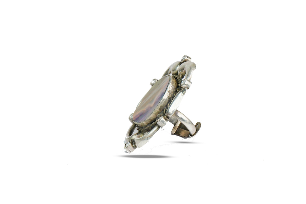 Mother of Pearl 925 Silver Ring with Pearls view 2