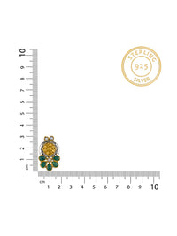 Half Flower Two Toned Intricate Studs with Kundan and Green Onyx view 3