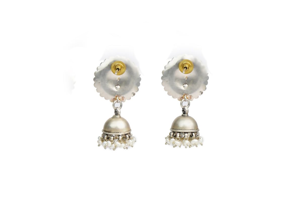 Silver Two-Tone Gold plated Rawa Jhumki view 2