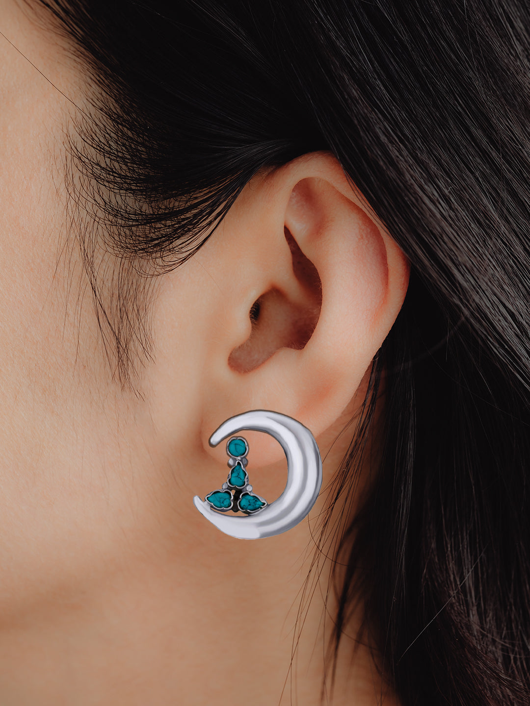 Half Moon Turquoise Studs view 2