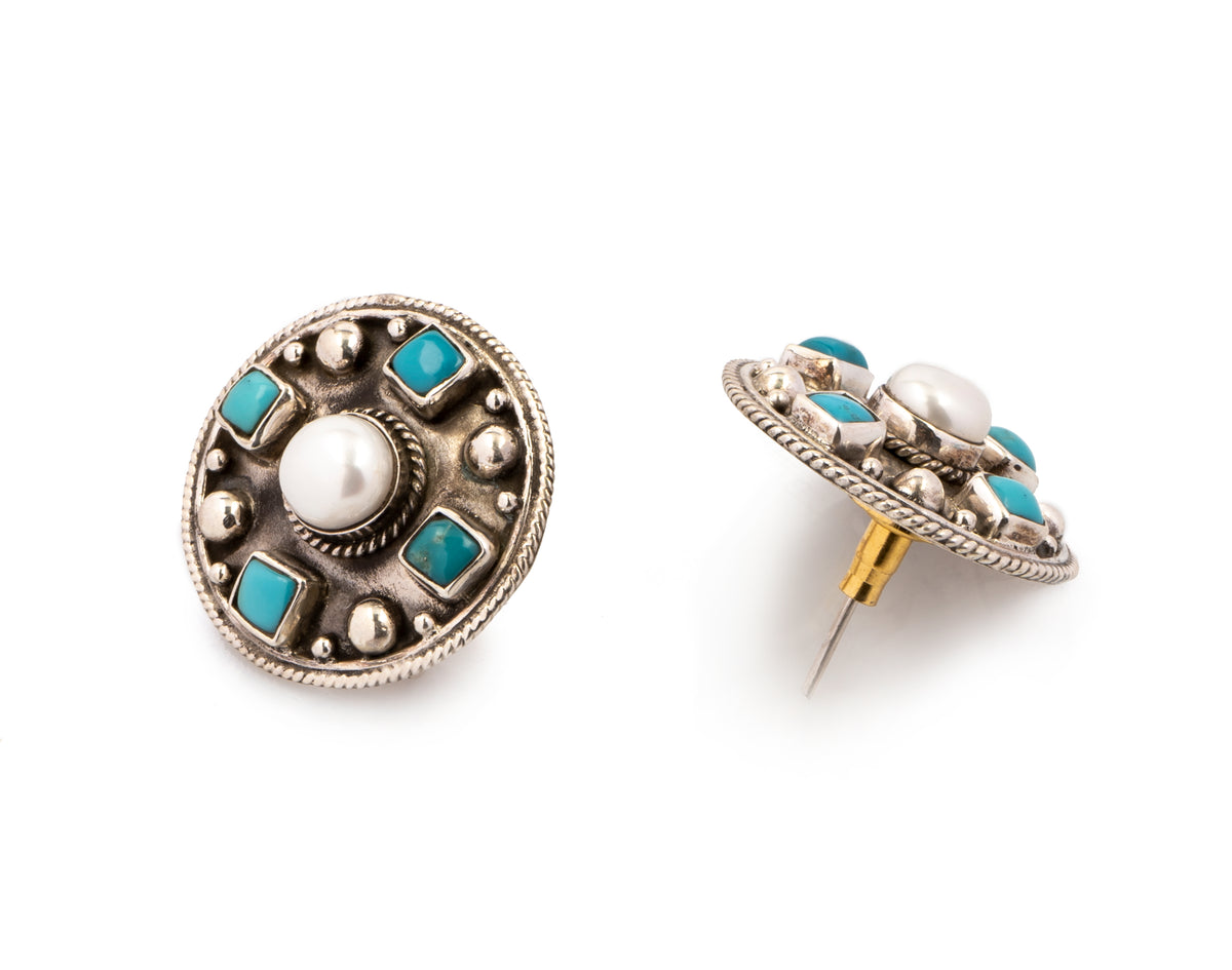 925 Sterling Silver Studs with Turquoise Gemstone view 2