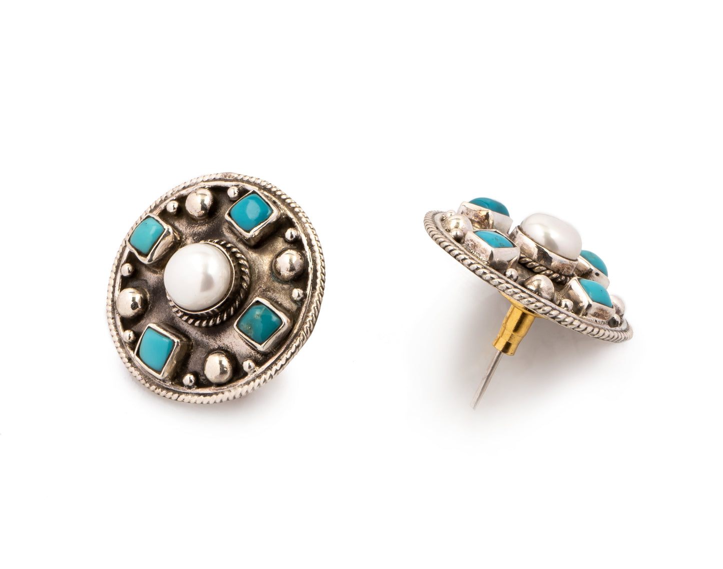 925 Sterling Silver Studs with Turquoise Gemstone