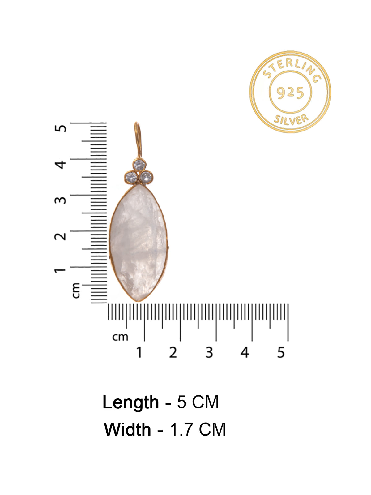 Gold Plated Rainbow Moonstone Danglers view 6