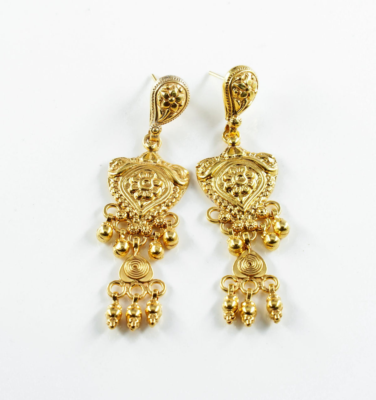 Floral Gold Earrings view 2