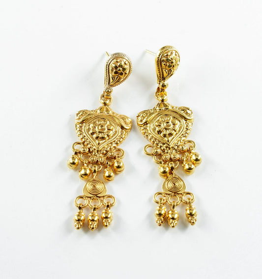 Floral Gold Earrings - Neeta Boochra Jewellery