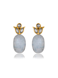 Floral Studs with Rainbow Moonstone view 1