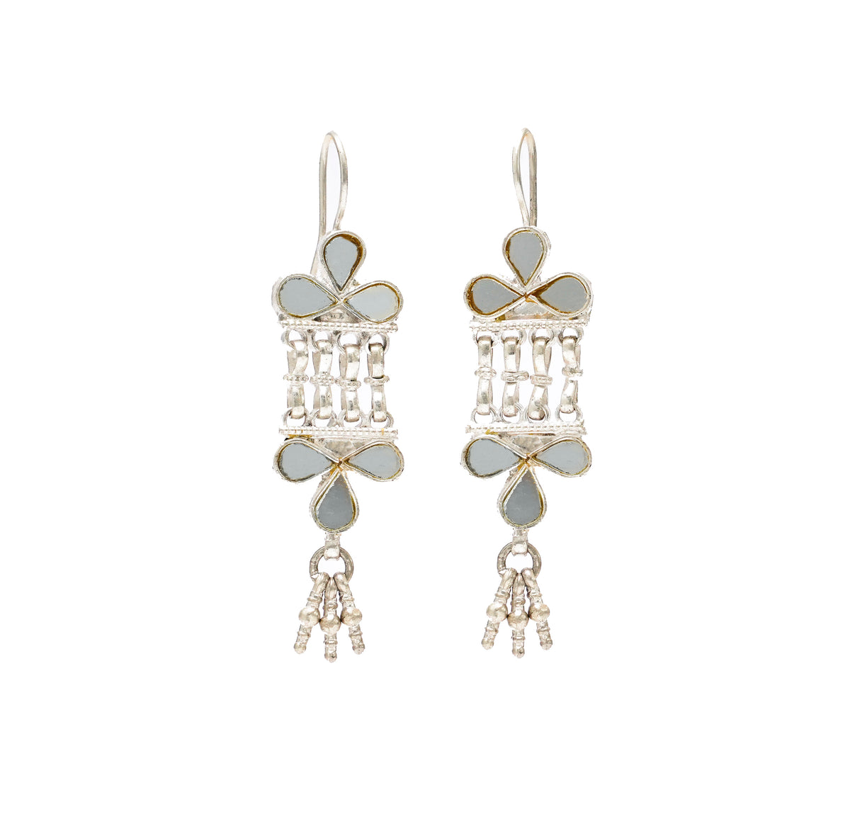 925 Silver Earrings with White Glass view 3