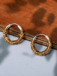 925 Sterling Silver Two Tone 22K Gold Plated Hook Earrings view 2