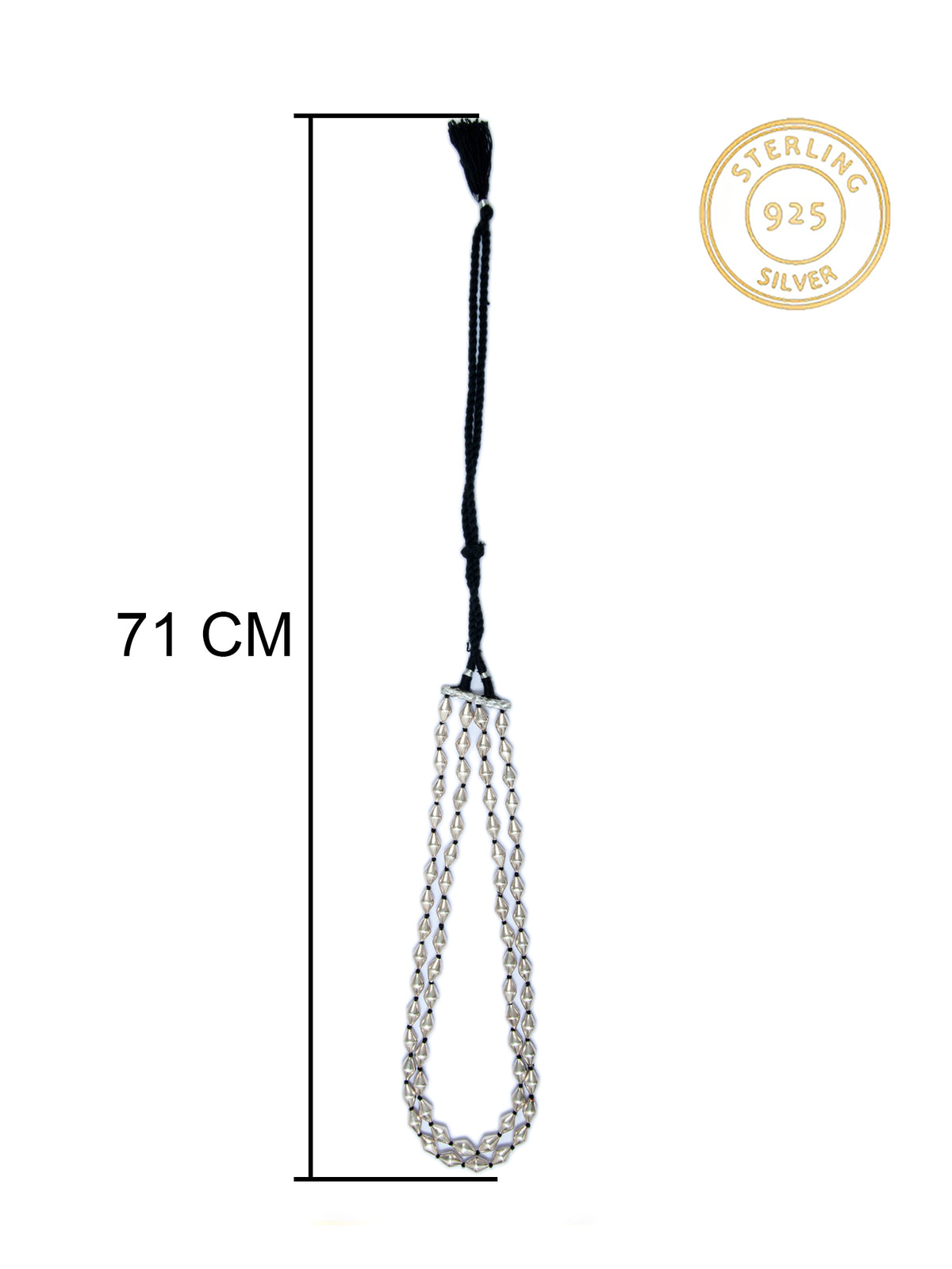 925 Sterling Silver Double Layered Dholki (Size : Small) Necklace view 4
