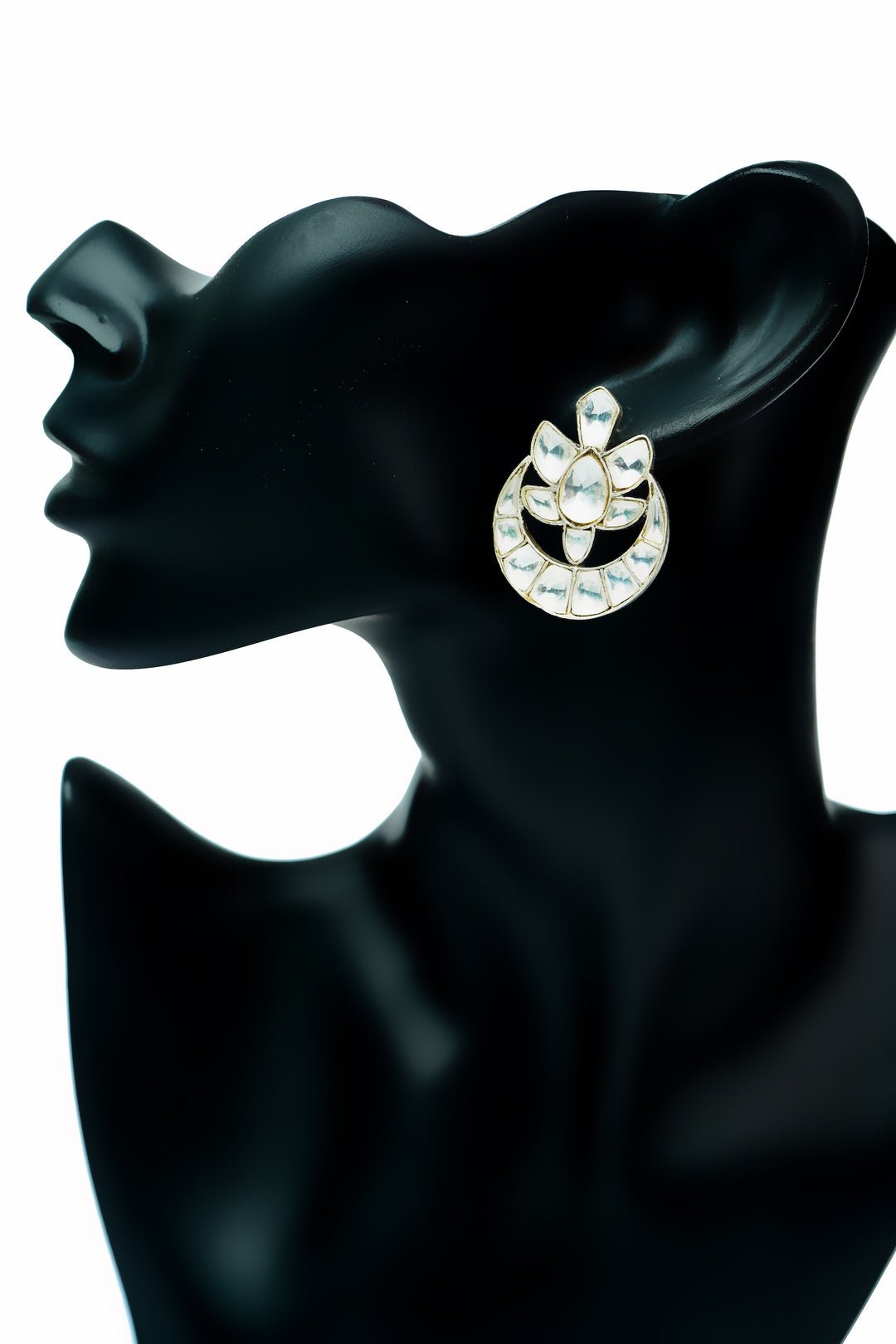 Neeta Boochra Signature Silver Chandbali Kundan Studs - Neeta Boochra Jewellery