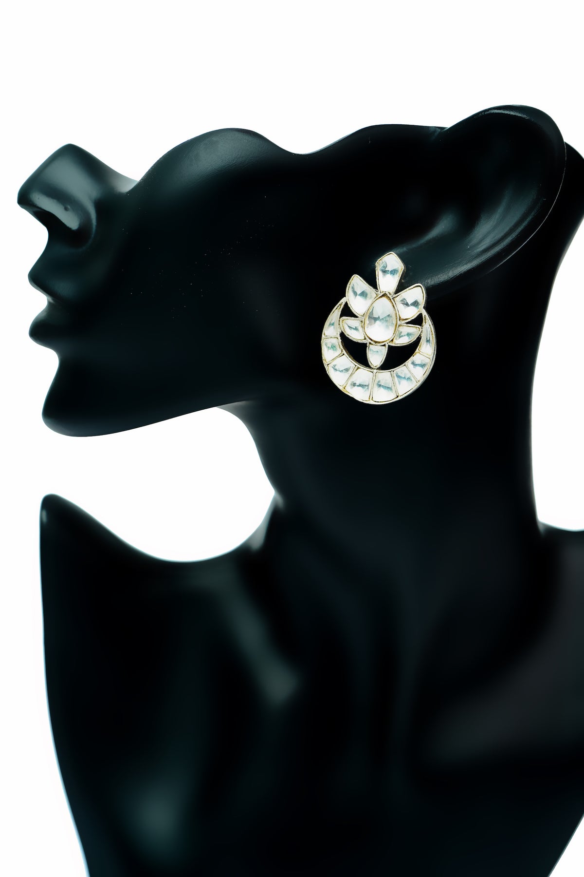 Neeta Boochra Signature Silver Chandbali Kundan Studs view 4