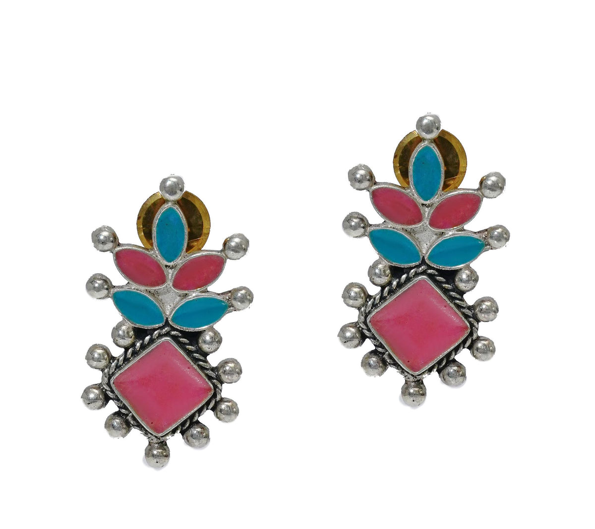 925 Silver Earrings with Multicolor Gemstones view 4